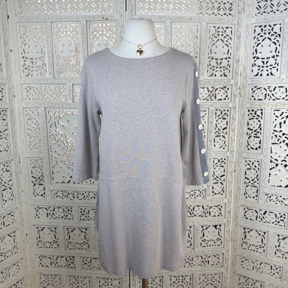 Eleventy‎ Beige Neutral Quarter Sleeve Dress Sz Small Pockets Casual Capsule